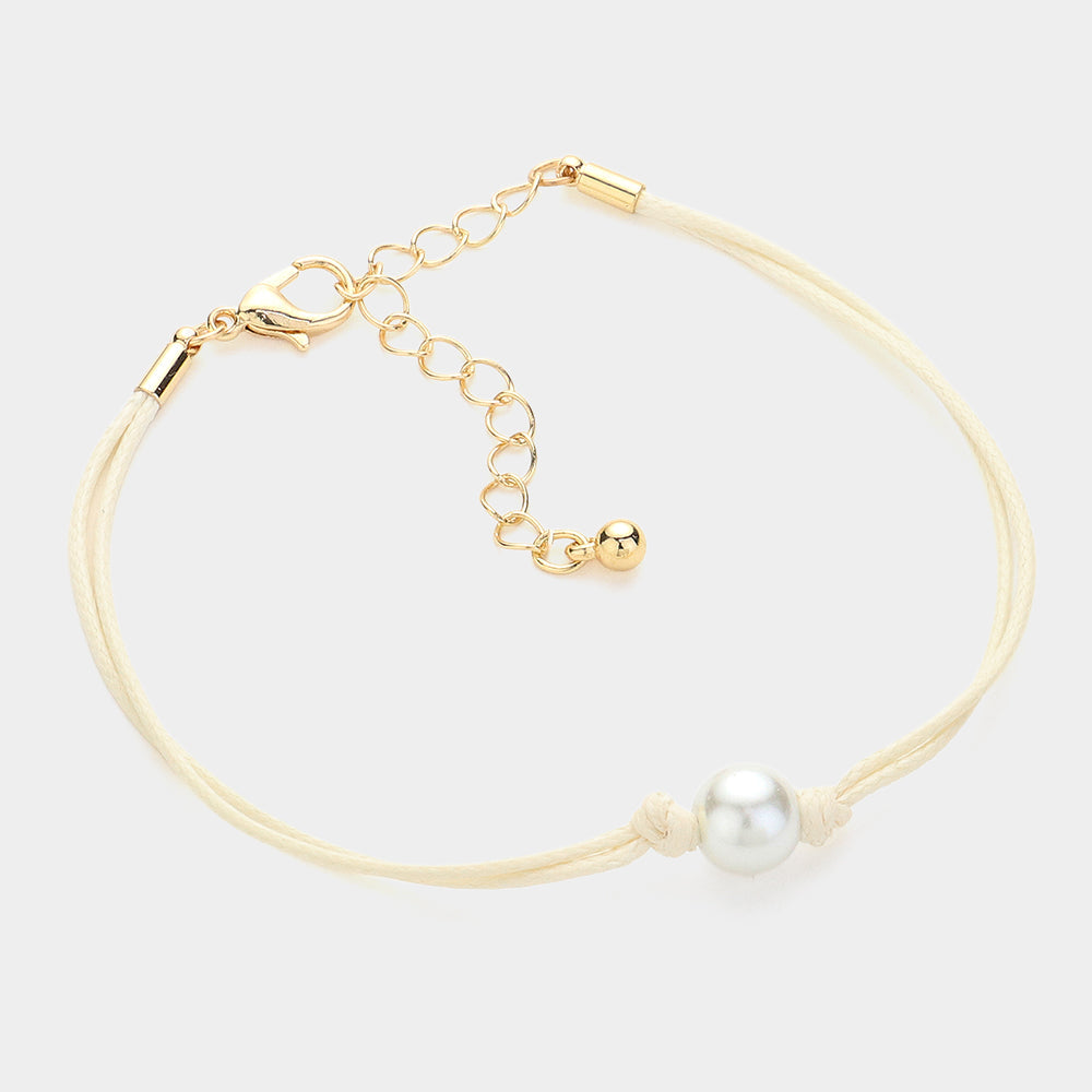 Pearl Pointed Wax Rope Bracelet
