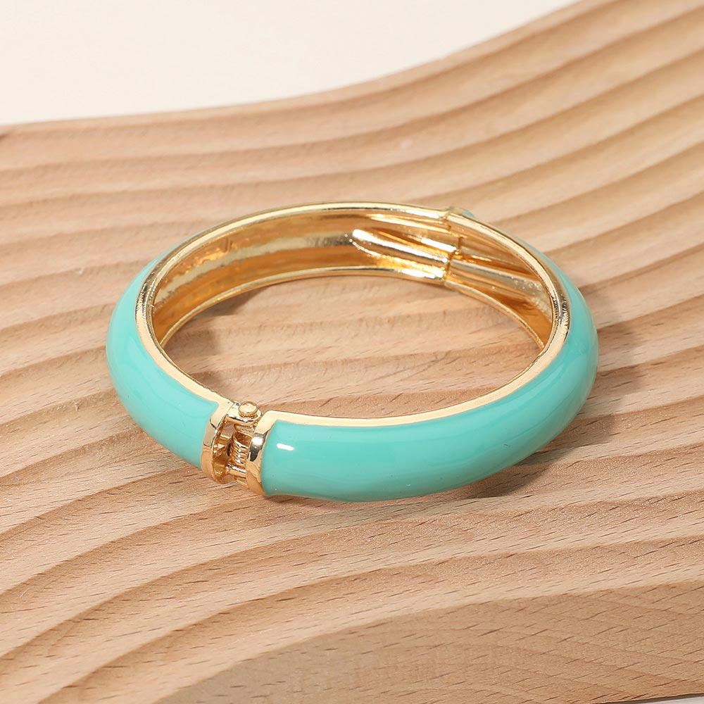 Enamel Inlay Hinged Bangle Bracelet