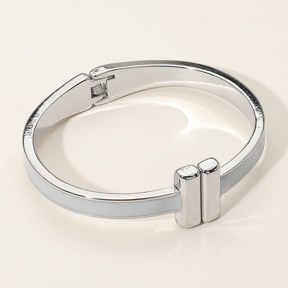 Metal Bar Tip Enamel Hinged Bangle Bracelet