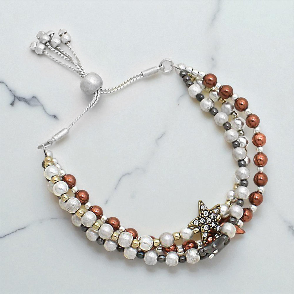 Pave Star Beaded Bracelet