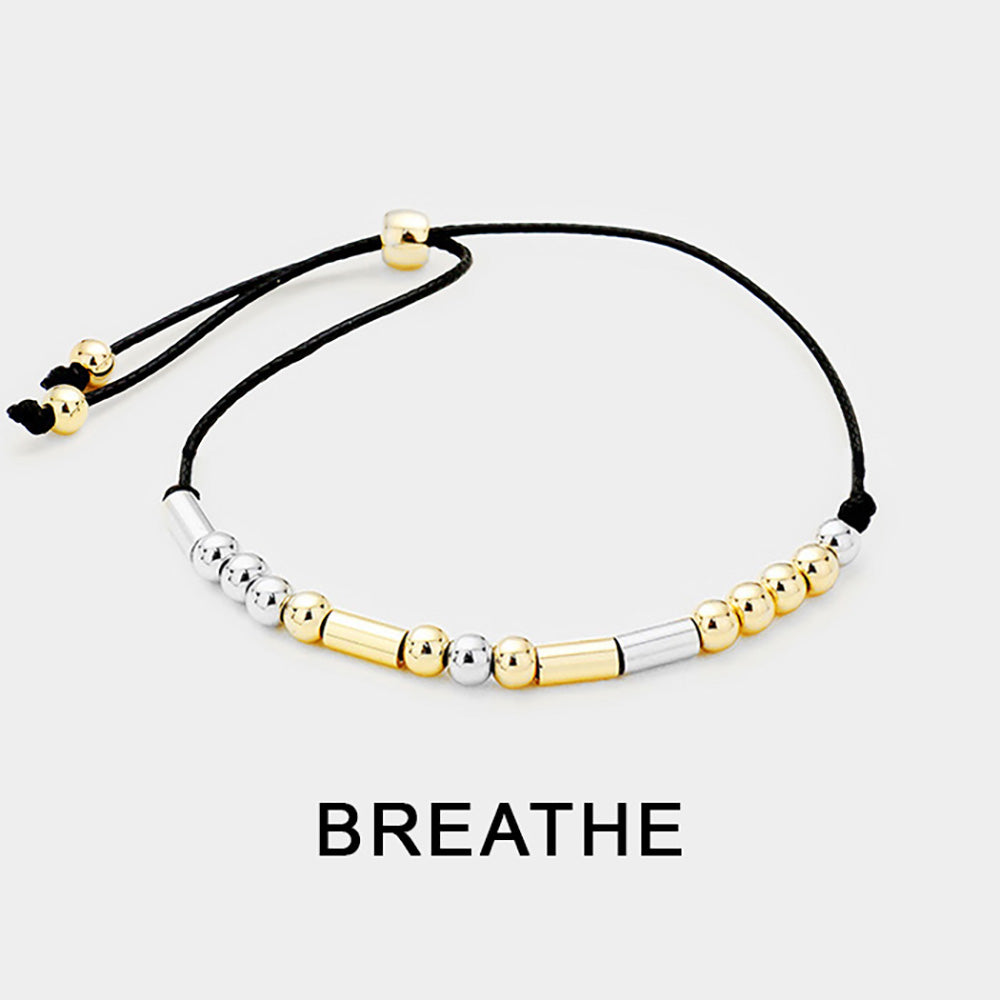 BREATHE Message Morse Code Adjustable Cinch Pull Tie Bracelet