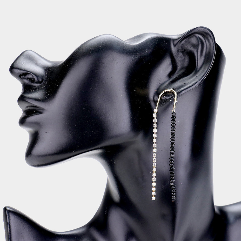 Rhinestone Bead long Drop Earrings