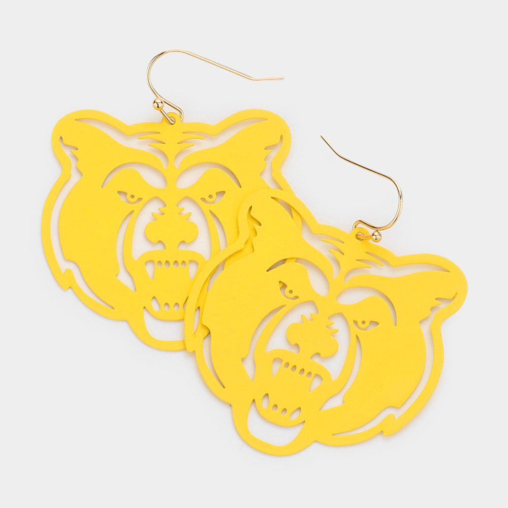 Metal Cutout Bear Dangle Earrings