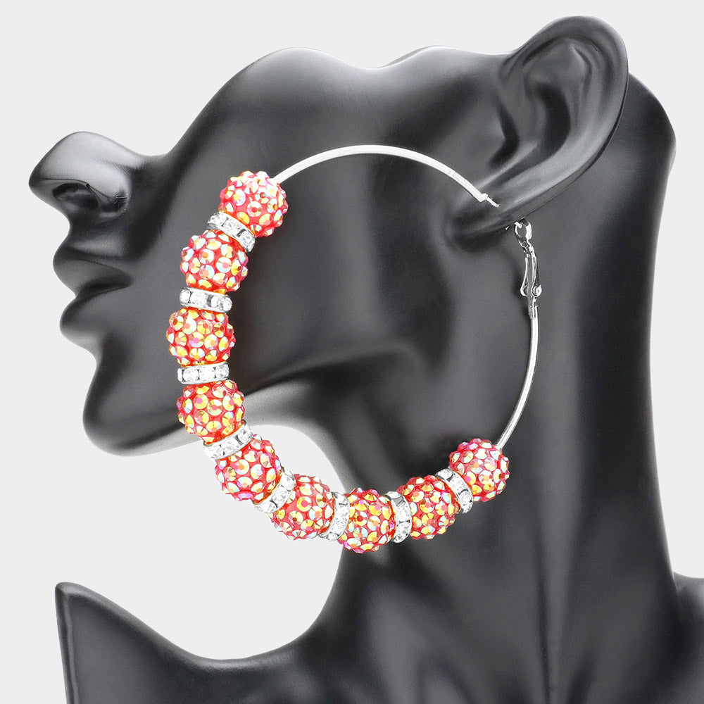 Oversized Shamballa Ball Hoop Earrings