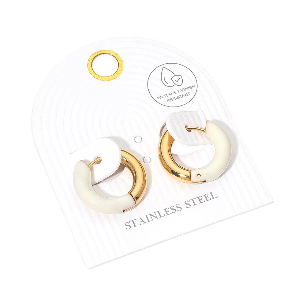 Aretes de aro gruesos de dos tonos de acero inoxidable