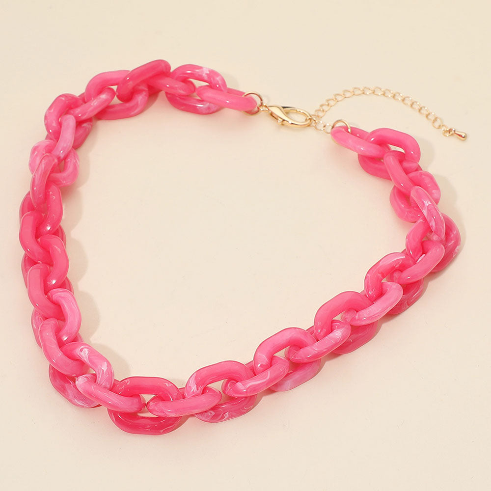 Women's Chunky Resin Chain Link Statement Necklace