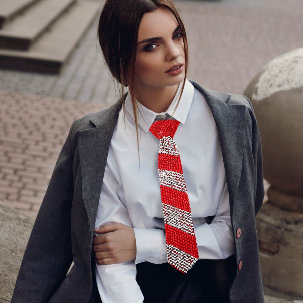 Bling Studded Statement Tie Necklace