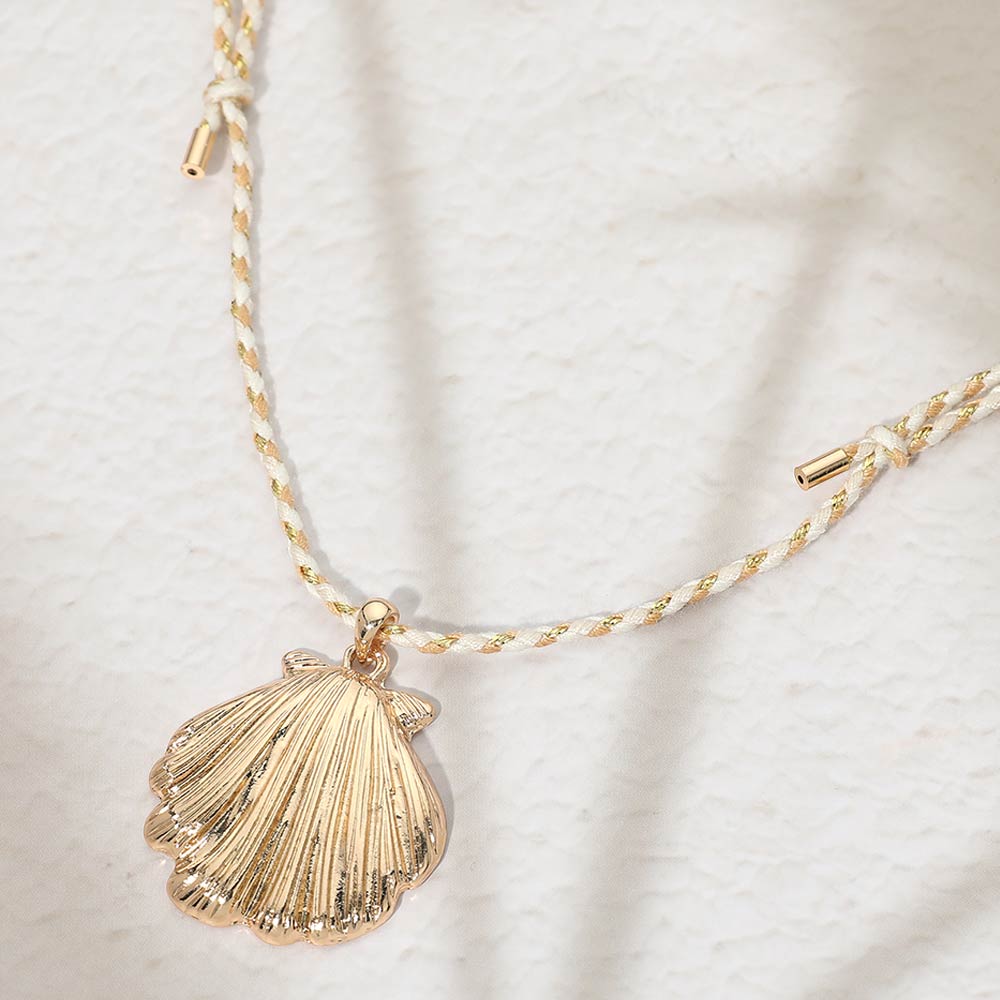 Seashell Pendant Twisted Thread Adjustable Necklace