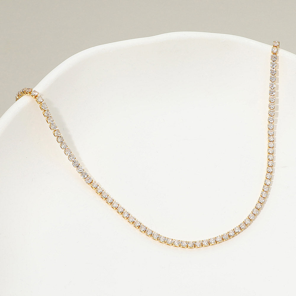 18K Gold Dipped Elegant Tennis Chain Necklace