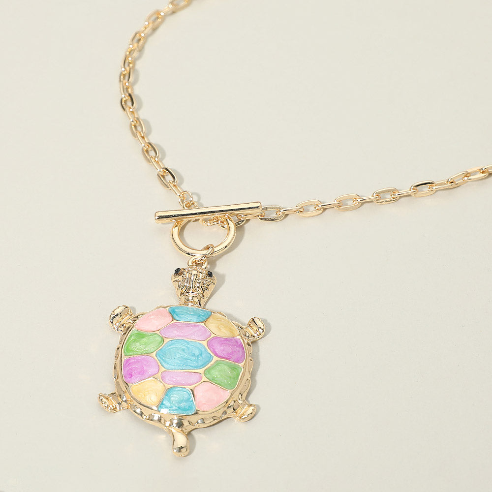 Women's Sea Turtle Pendant Toggle Statement Necklace