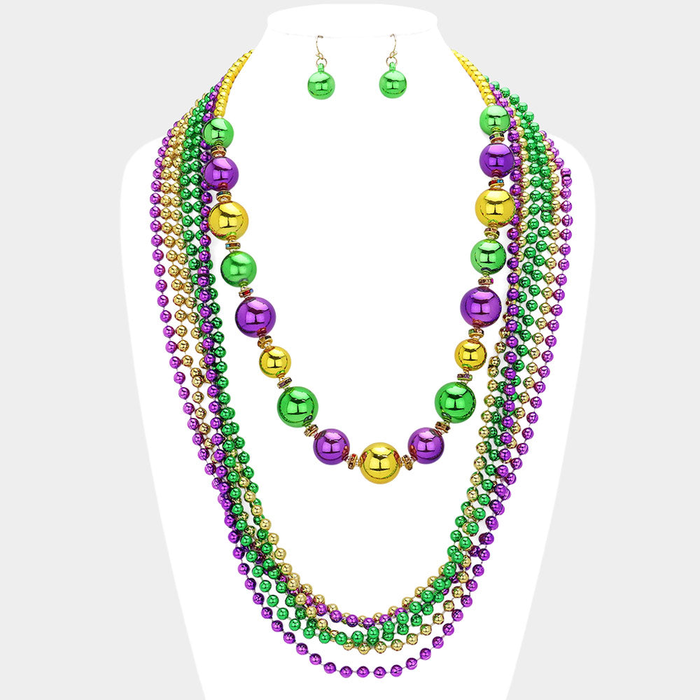Mardi Gras Beads - Layered Necklace