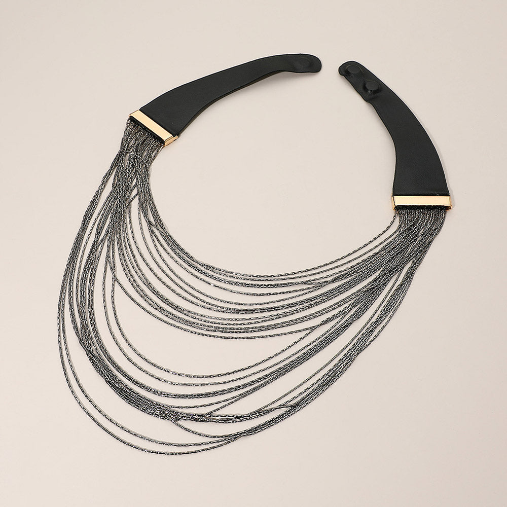 Multi Layered Chain Collar Magnetic Statement Necklace