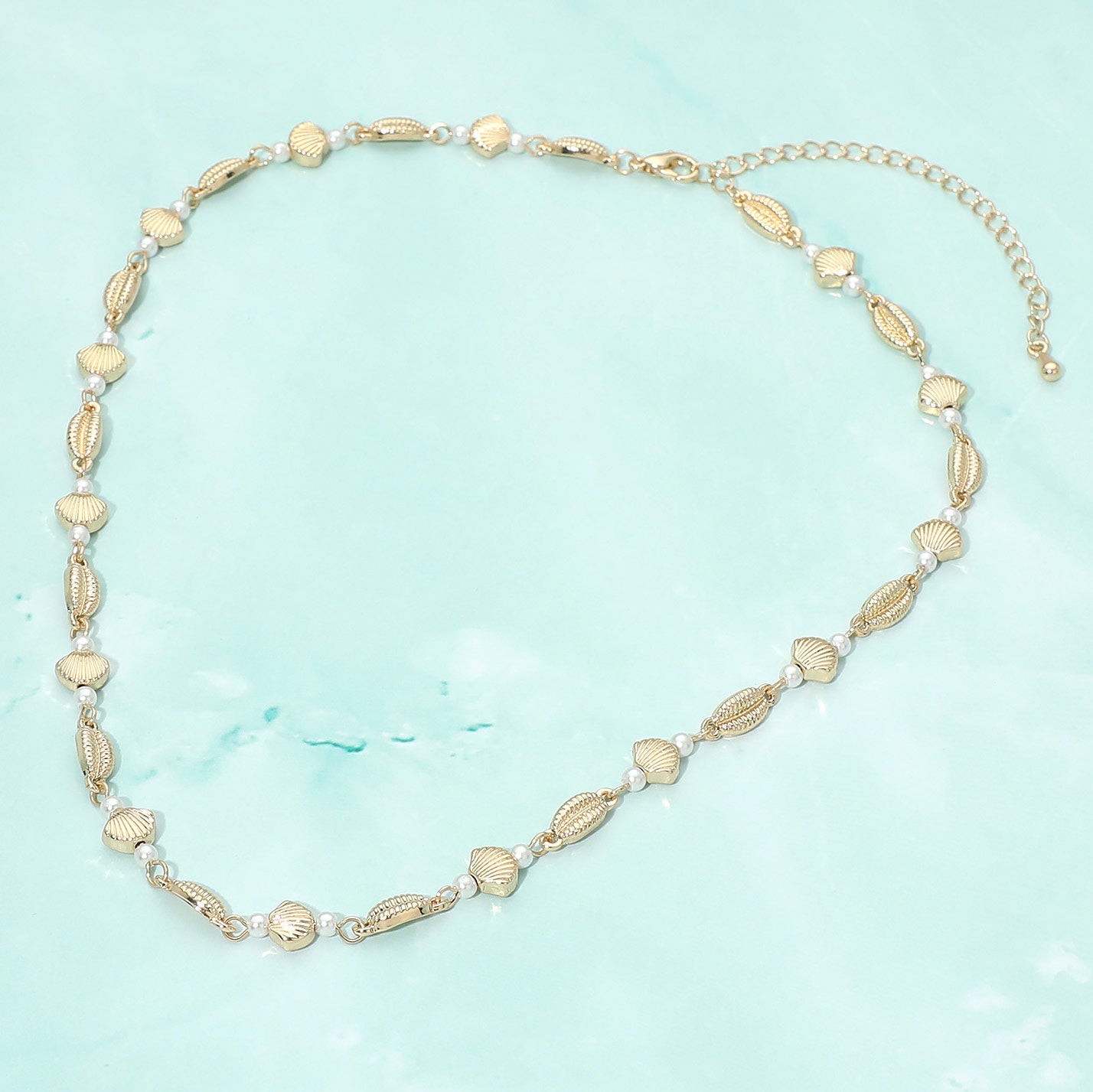 Shell Pearl Link Necklace
