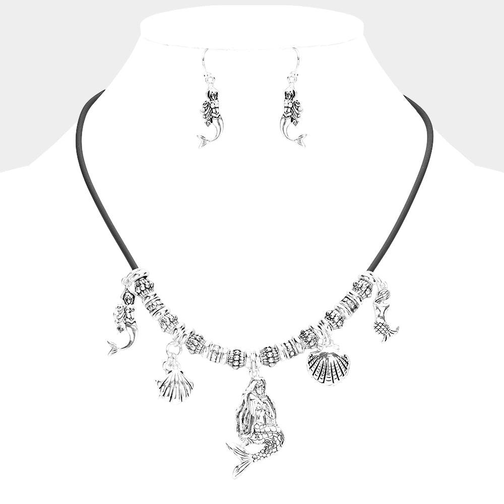 Metal Mermaid Shell Pendant Necklace
