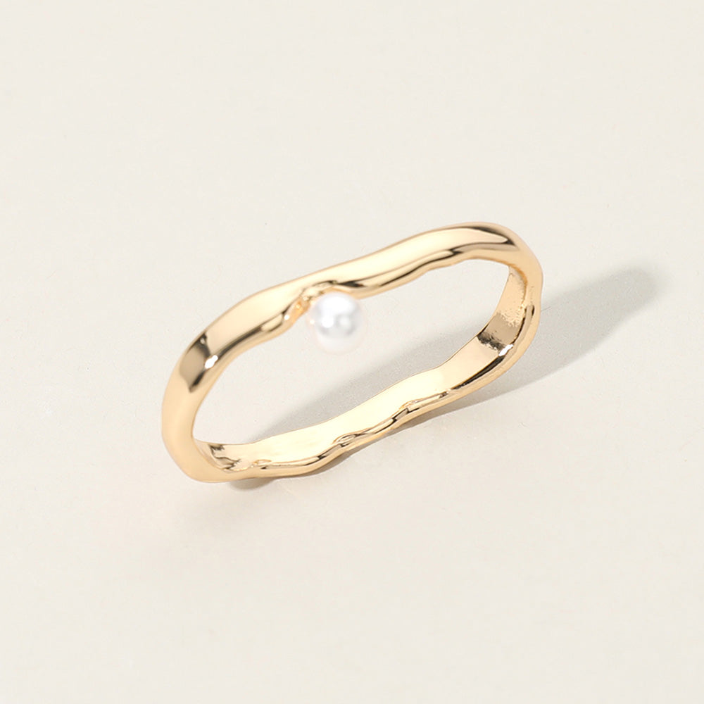 SECRET BOX_14K Gold Dipped Pearl Pointed Two Finger Ring