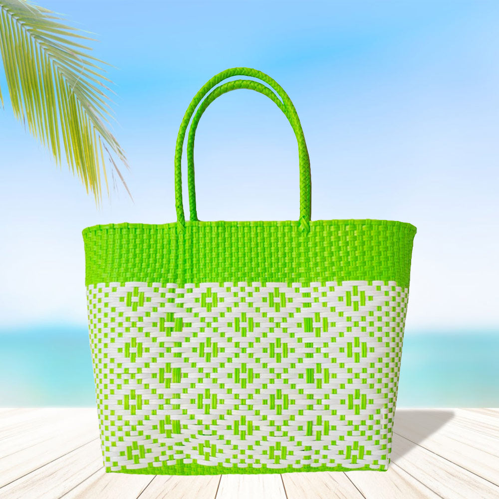 Aztec Pattern Basket Weave Tote Bag / Shoulder Bag
