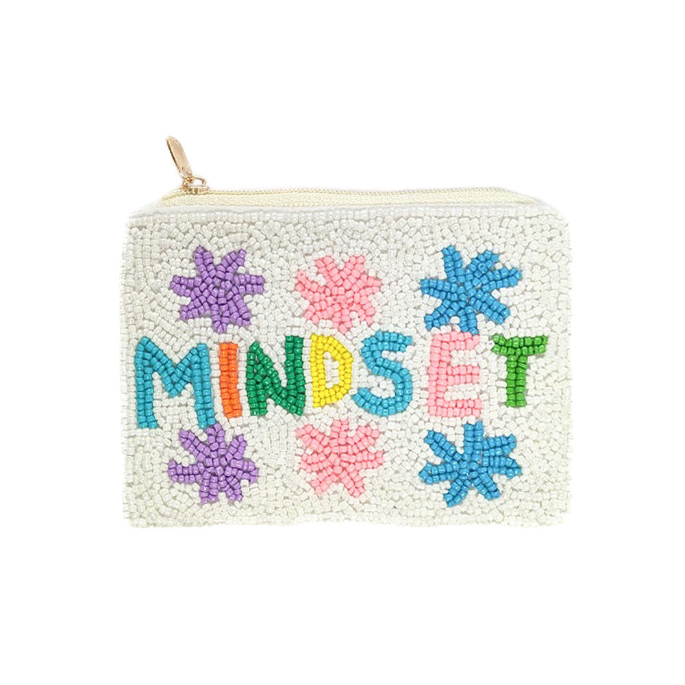 MINDSET Mensaje Semilla de Flor Monedero Pequeño con Cuentas