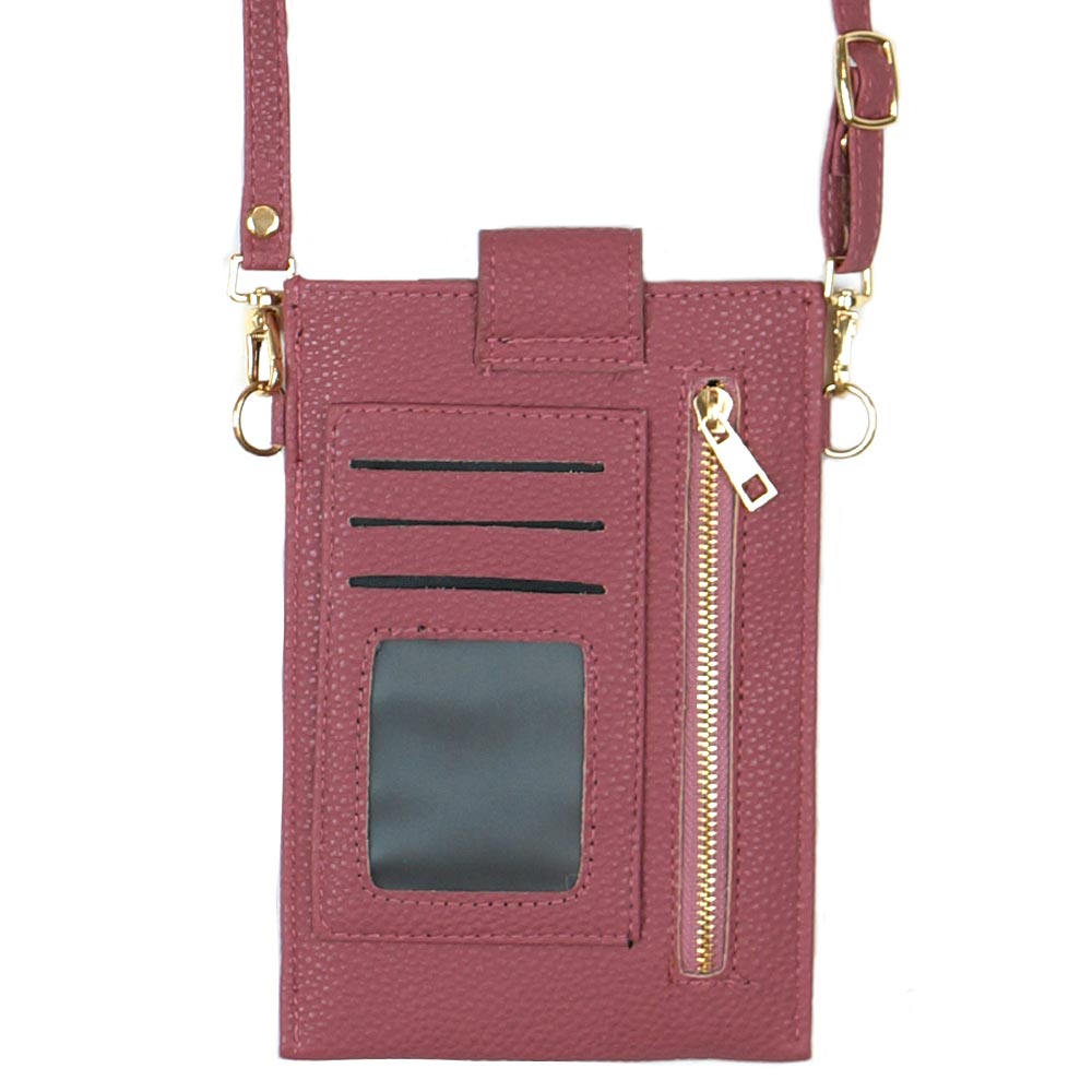 Solid Faux Leather Card Wallet Travel Neck Bag