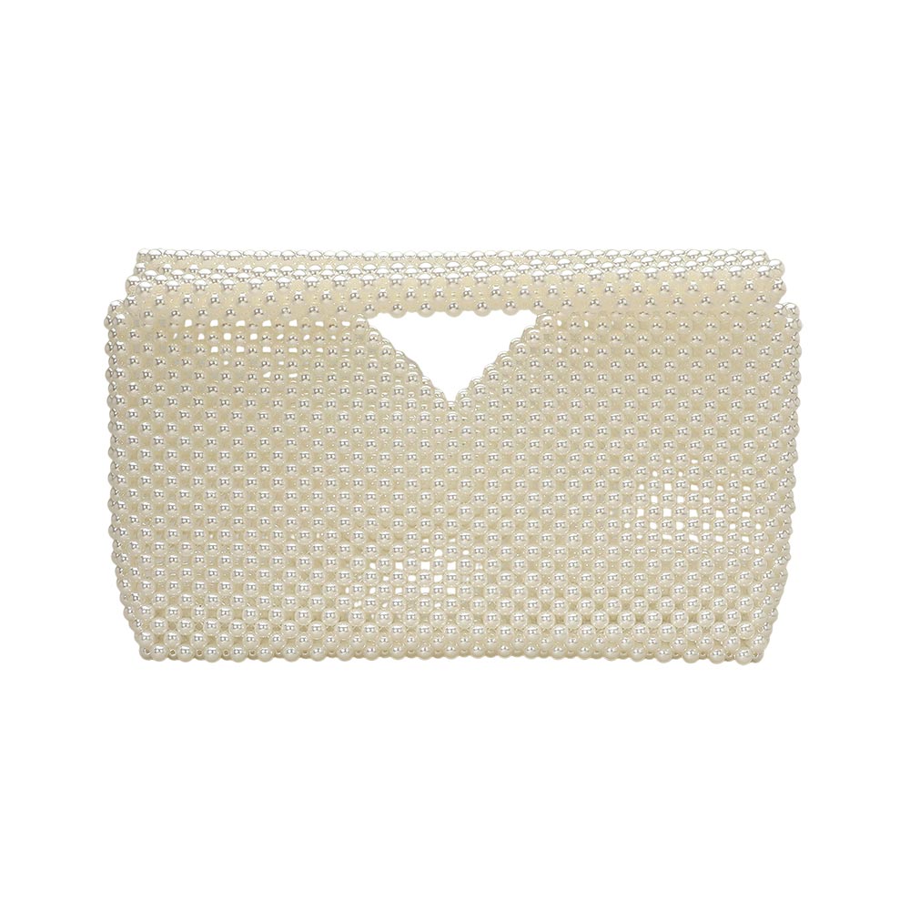 Pearl Beaded Open Top Clutch Bag