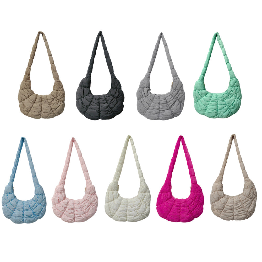 Quilted Puffer Croissant Cloud Crossbody Bag