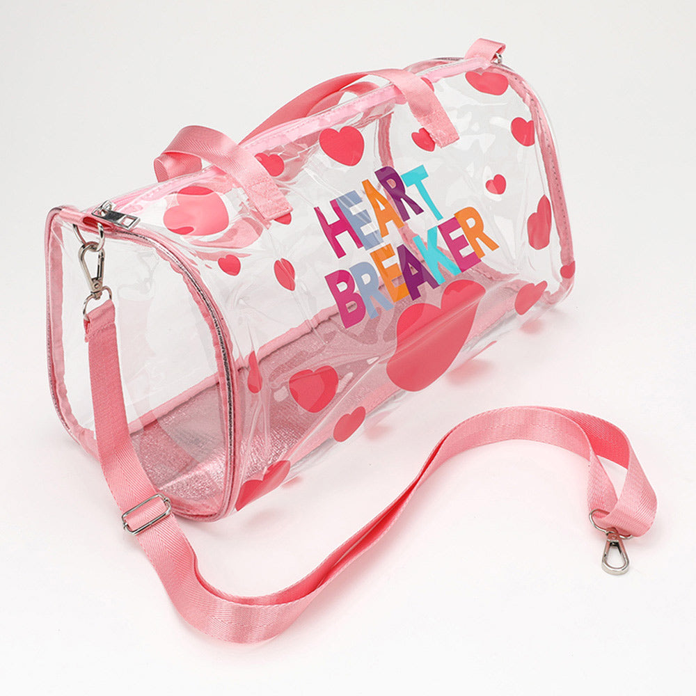 HEART BRAKER Message Heart Pattern Printed Transparent Boston Bag / Crossbody Bag