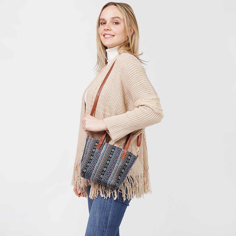 Tribal Patterned Tote Crossbody Bag