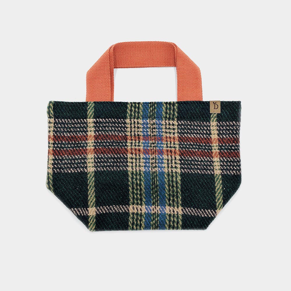 Plaid Check Patterned Small Tote Bag