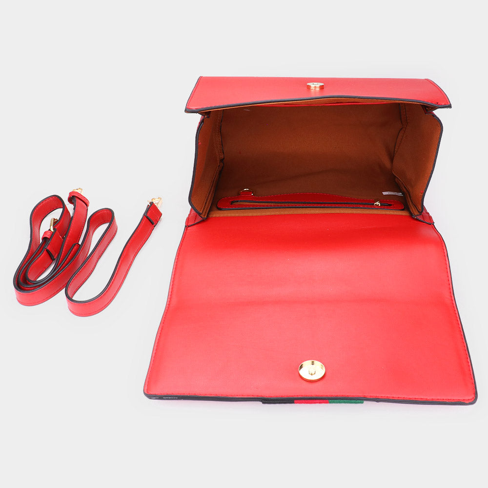 2PCS - Honey Bee Accented Color Block Faux Leather Tote Bag Wallet Set