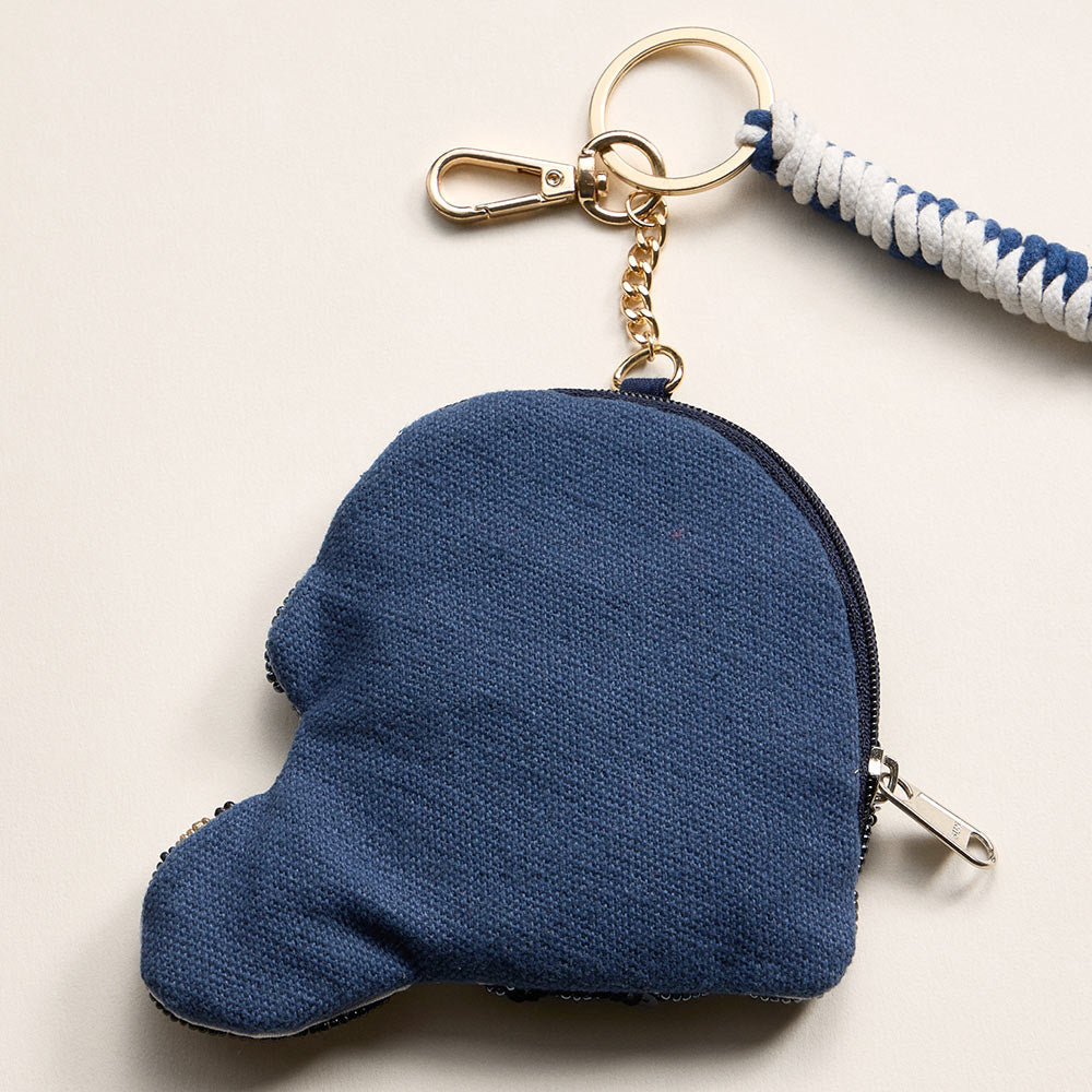 PENN STATE GAME DAY Football Helmet Sequin Seed Beaded Knot Keychain Mini Pouch Bag