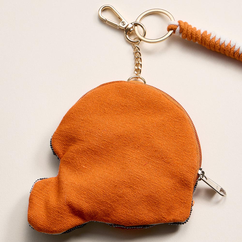 TEXANS GAME DAY Football Helmet Sequin Seed Beaded Knot Keychain Mini Pouch Bag
