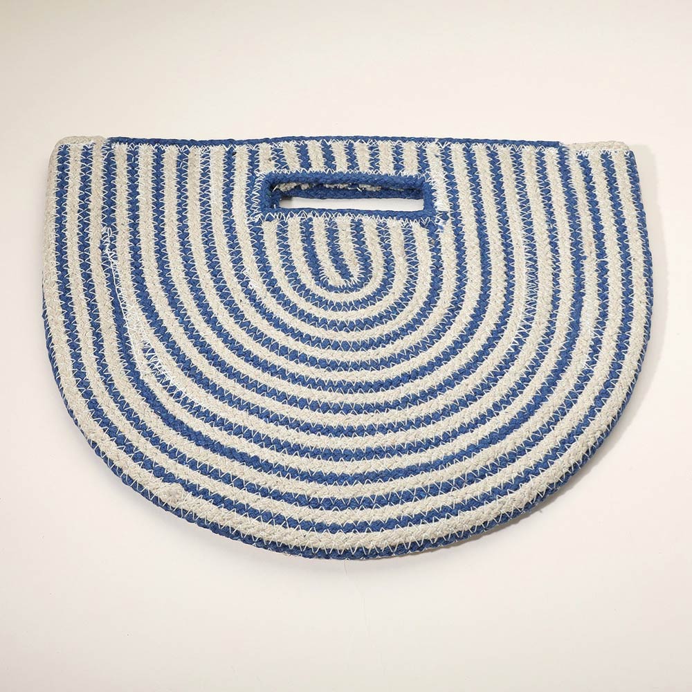 Round Stripped Knitted Woven Tote Bag