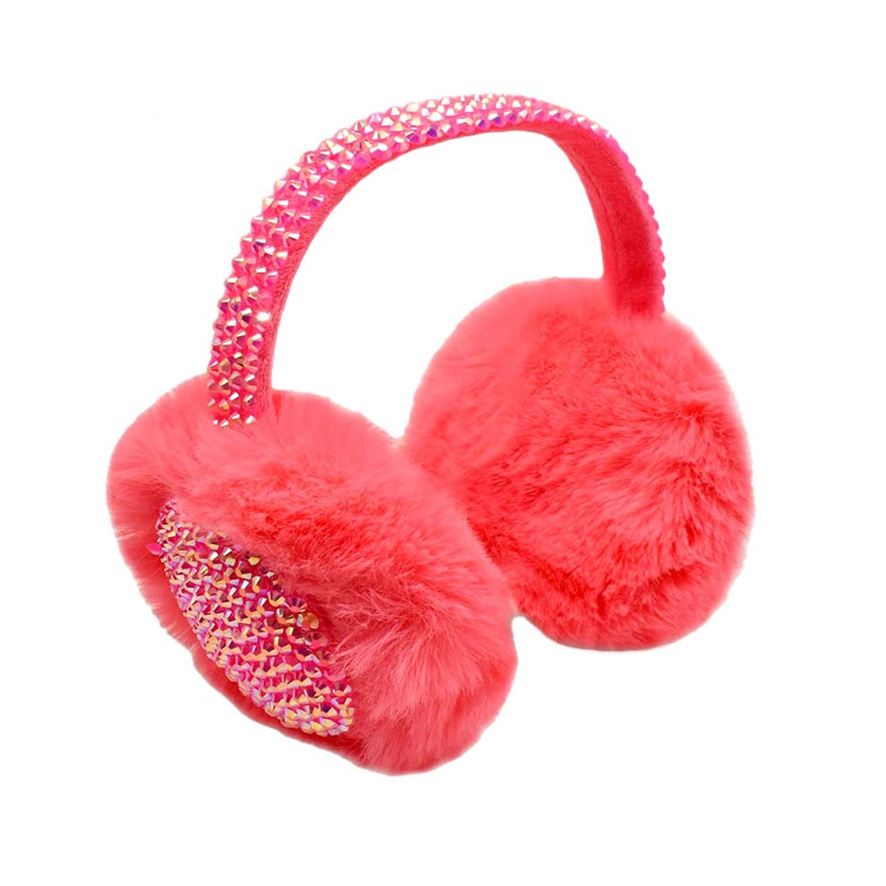 Studded Fluffy Plush Fur Foldable Earmuff