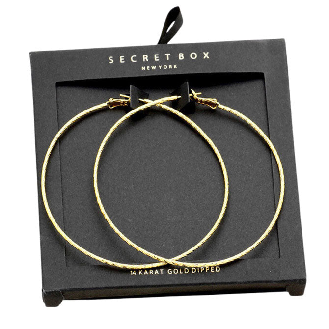 Secret Box Textured Gold Dipped Hoop Earrings