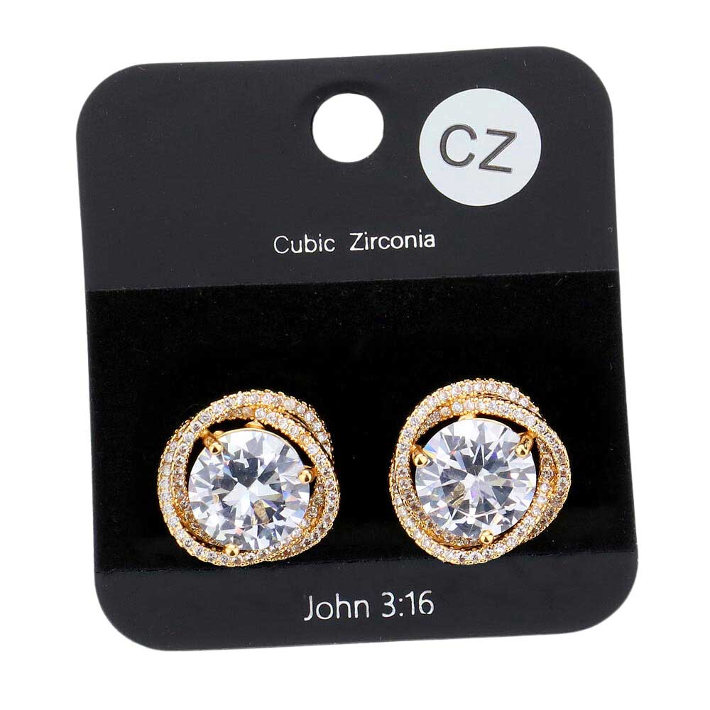 Cz Round Accented Stud Evening Earrings