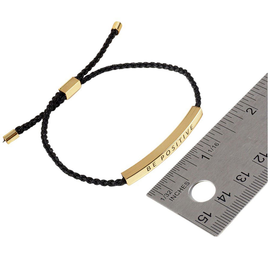 Gold Dipped Bar Pointed Rope Cinch Pull Tie Bracelet