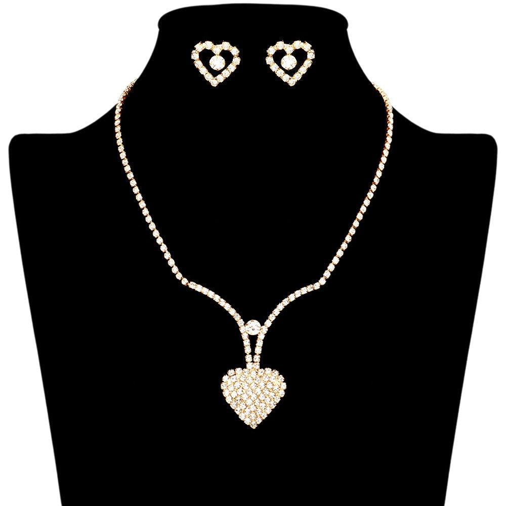 Rhinestone Paved Heart Necklace