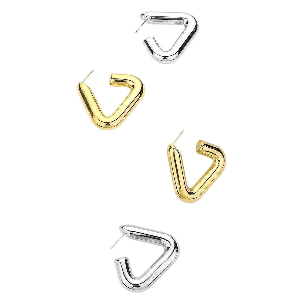Stainless Steel Triangle Hoop Earrings