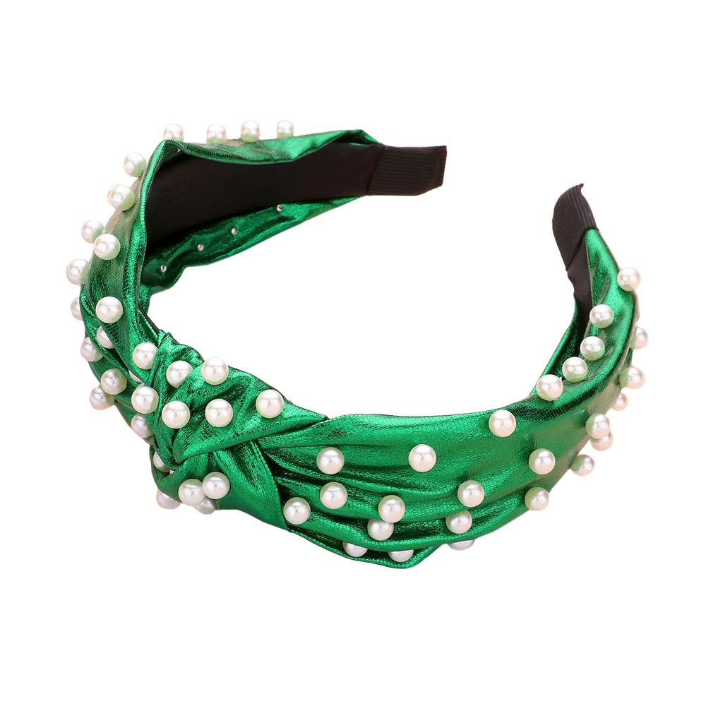 Pearl Embellished Burnout Knot Headband