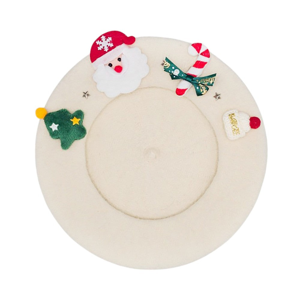 Christmas Decoration Fuzzy Beret Hat