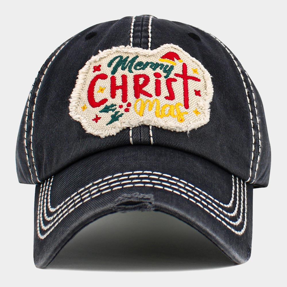 Merry CHRISTMas Message Accented Vintage Baseball Cap