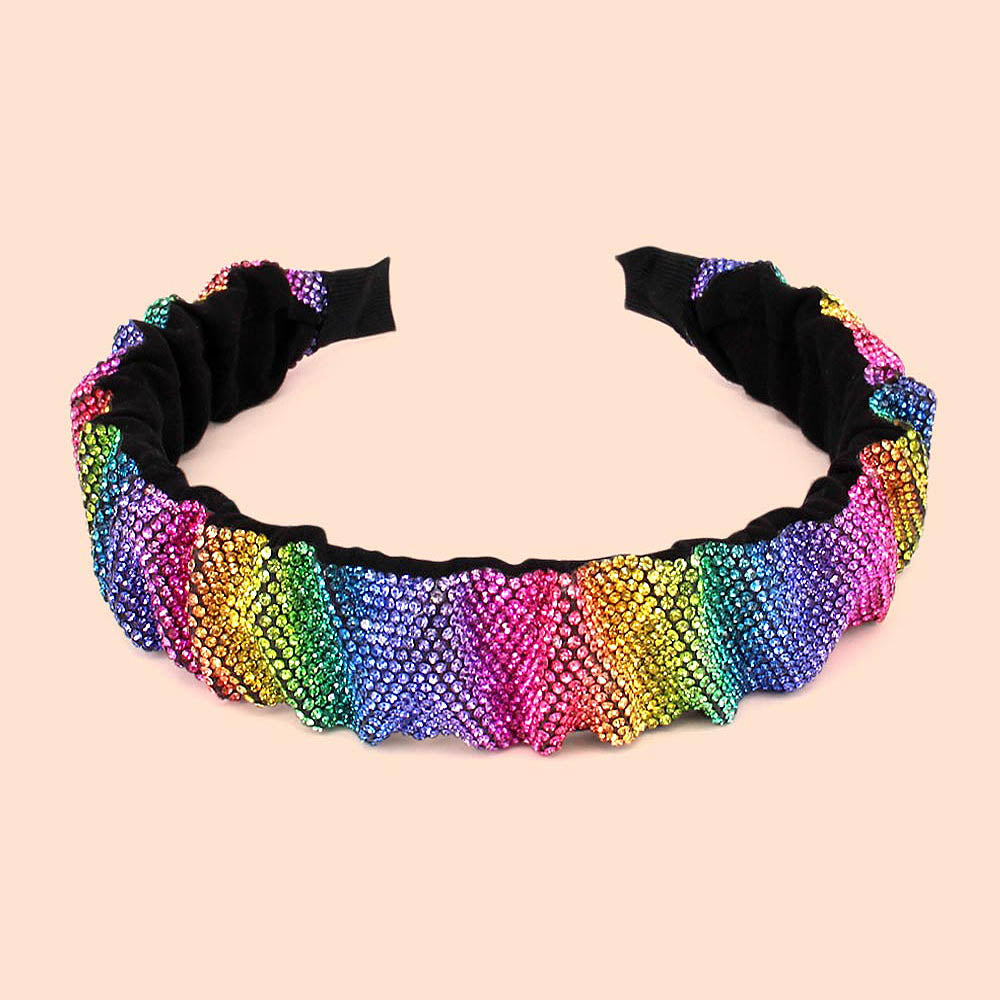 Pleated Rhinestone Headband
