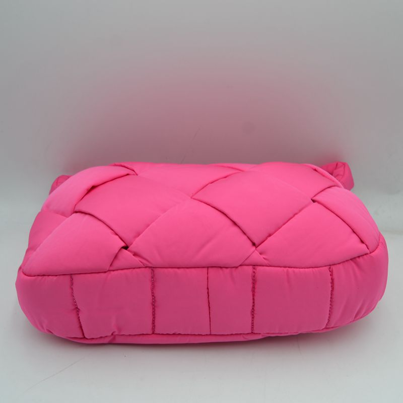 Padded Woven Shoulder Bag with Integrated Wide Strap
