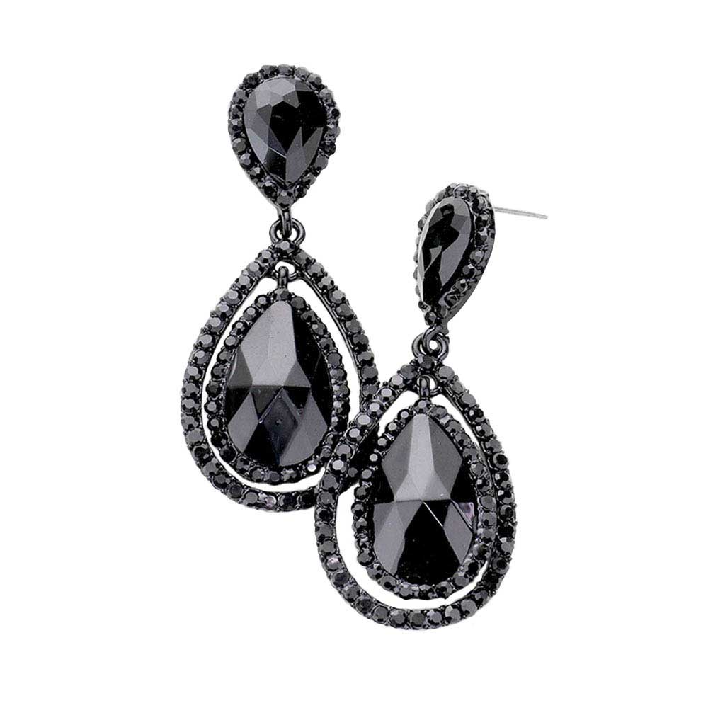 Teardrop Crystal Rhinestone Dangle Evening Earrings