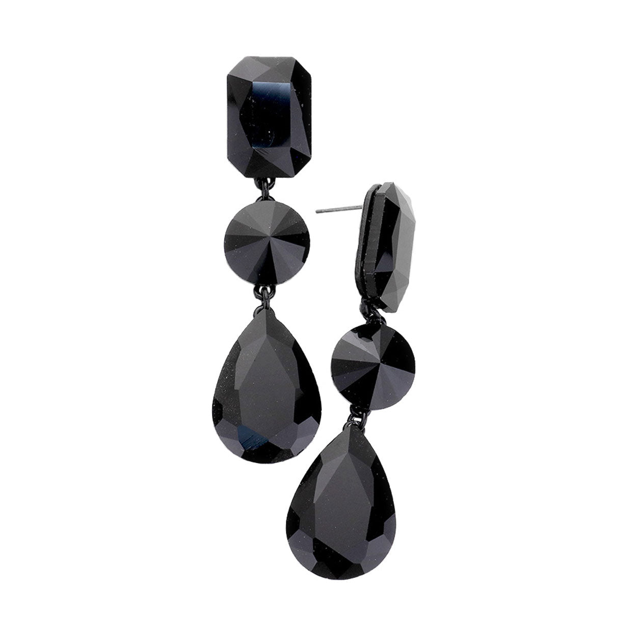 Triple Crystal Rhinestone Evening Earrings