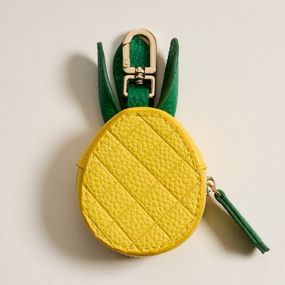 Genuine Leather Pineapple Coin Purse Keychain Bag Charm