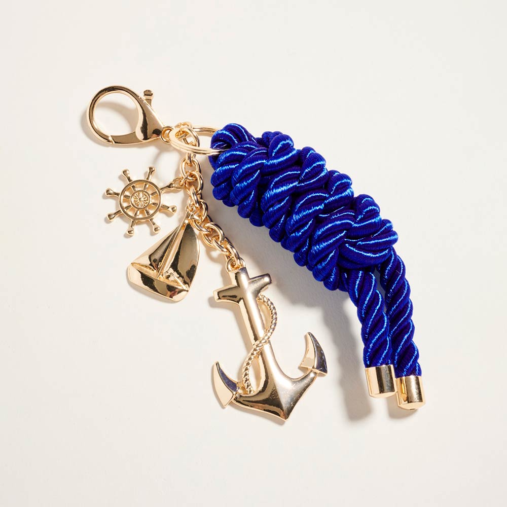 Nautical Anchor Boat Charm Drop Braided Cord Bag Charm Keychain