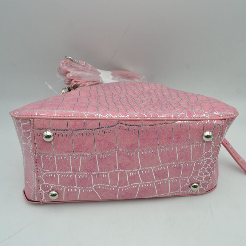 Embossed Dome Handbag with Top Handles and Adjustable Strap