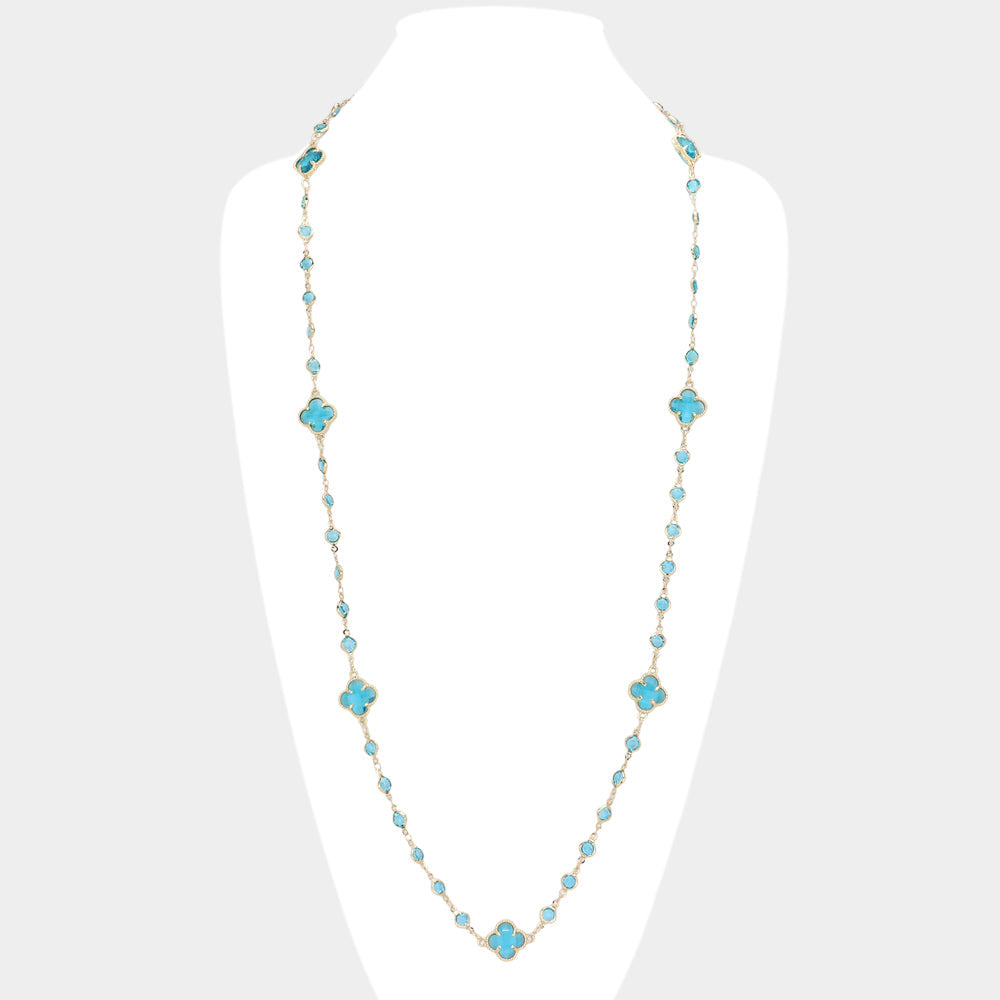 Quatrefoil Station Long Necklace
