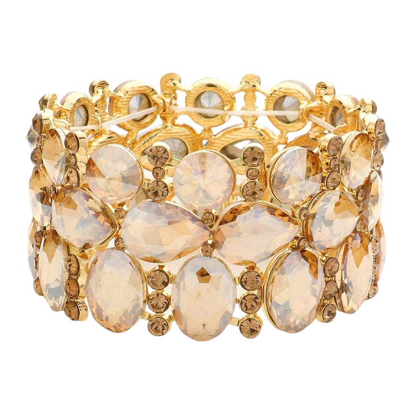 Women's Multi Stone Cluster Evening Stretch Bracelet