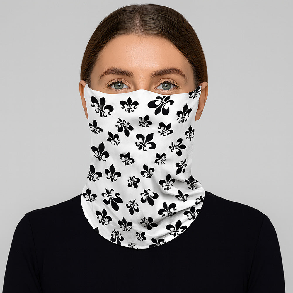 Mascarilla tubular sin costuras con estampado de Flor de Lis